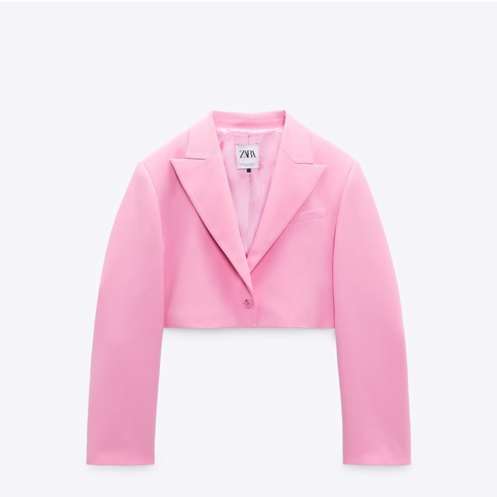 ZARA PINK CROP BLAZER - Picture 13 of 14